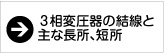３相変圧器の結線と主な長所、短所